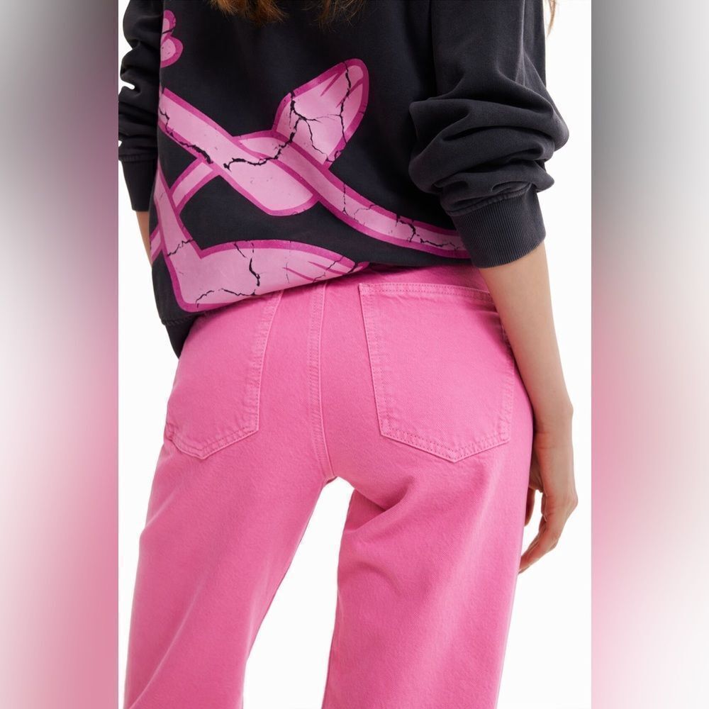đ„DESIGUAL Wide-leg Pink Panther jeans szâ4âNEW - Picture 6 of 8